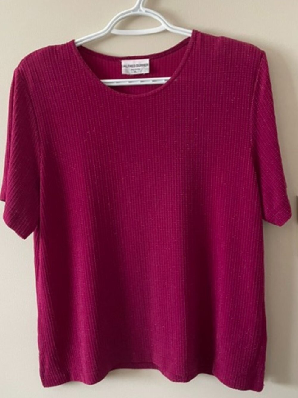 Alfred Dunner VTG  Women   Mauve Silver Thread Half Sleeve top- Size  PL